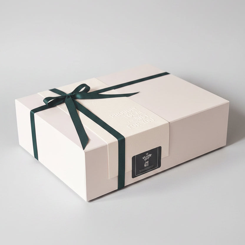 white gift box local proucts inside