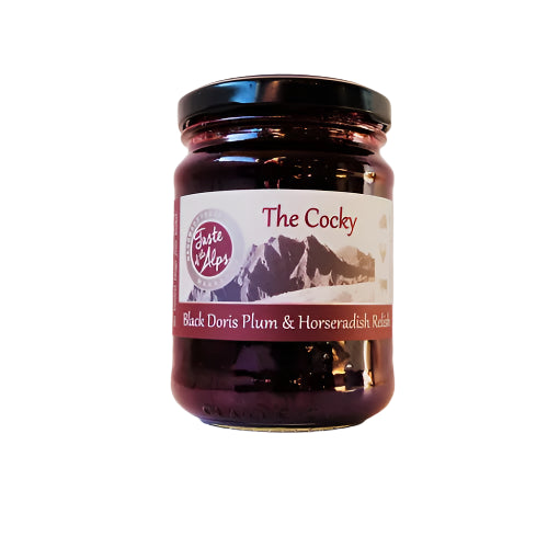 The Cocky Black Doris Plums and Horseradish Relish